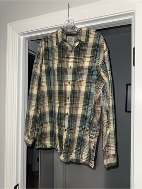 Ascend Green and Cream Plaid Button-Down Shirt
